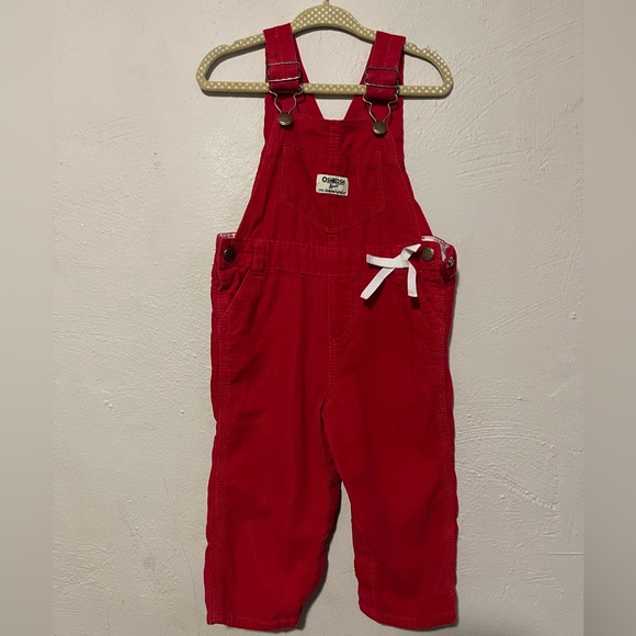 OshKosh B'gosh Other - OshKosh B'gosh Vibrant Red Overalls with White Bow Accent